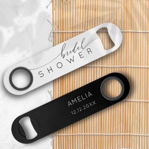 Einfaches Schwarz-Weiß-Brautparty Speed Flaschenöffner