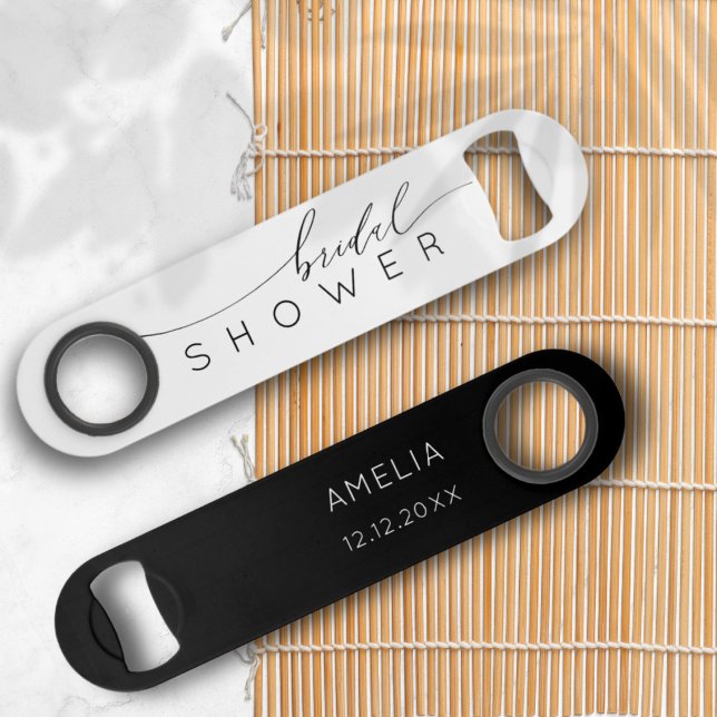 Einfaches Schwarz-Weiß-Brautparty Speed Flaschenöffner (Von Creator hochgeladen)