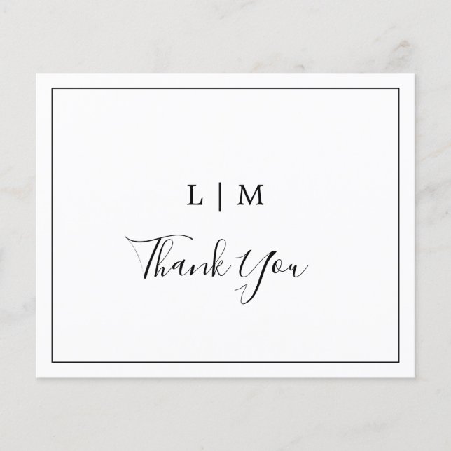 Einfaches Schwarz-Weiß-Budget Hochzeit Danke (Vorderseite)