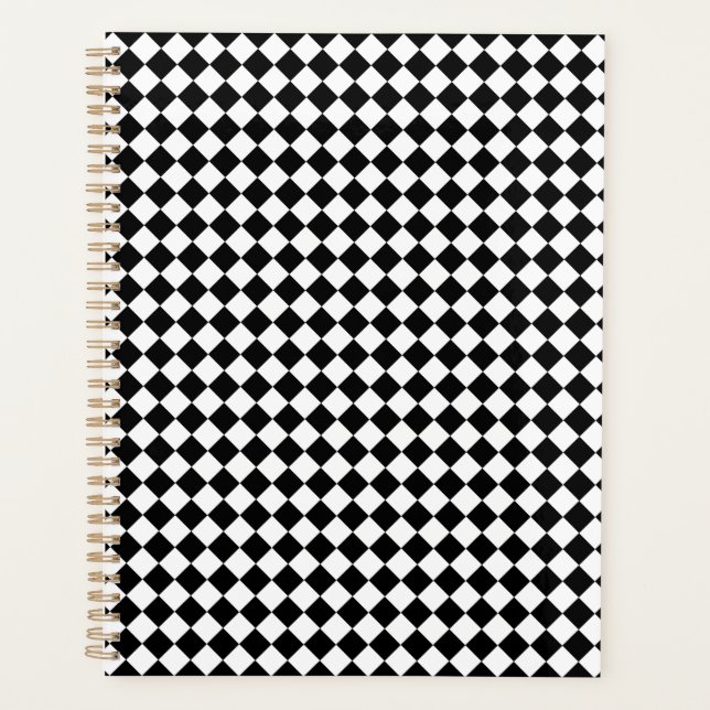 Einfaches Schwarz-Weiß-Chevron-Muster Standard Planer (Vorderseite)