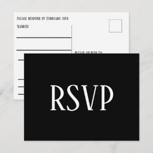 Einfaches Schwarz-Weiß-Design - RSVP-/Essen-Auswah Postkarte