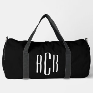 Einfaches Schwarz-Weiß-Dreiliter- Monogramm Duffle Bag