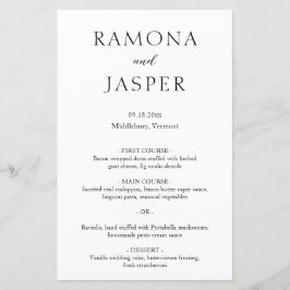 Einfaches Schwarz-Weiß-Fett-Hochzeitsmenü