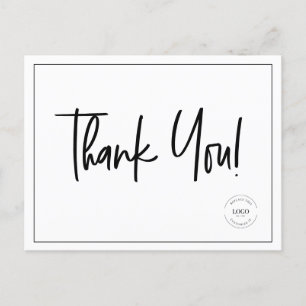 Einfaches Schwarz Weiß Firmenlogo Social Danke Postkarte