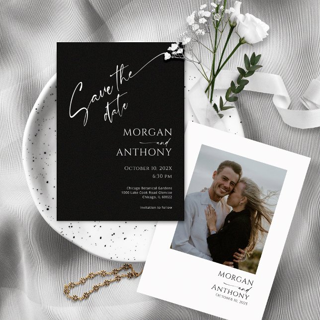 Einfaches Schwarz-Weiß-Foto Save the Date (Von Creator hochgeladen)