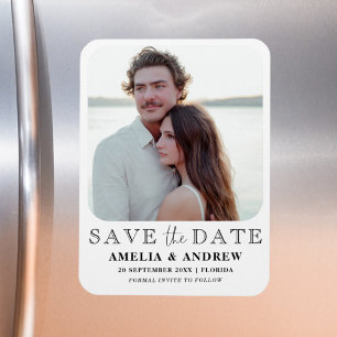 Einfaches Schwarz-Weiß-Foto Save-the-Date Magnet