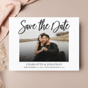 Einfaches Schwarz-Weiß-Foto Save the Date Postkarte