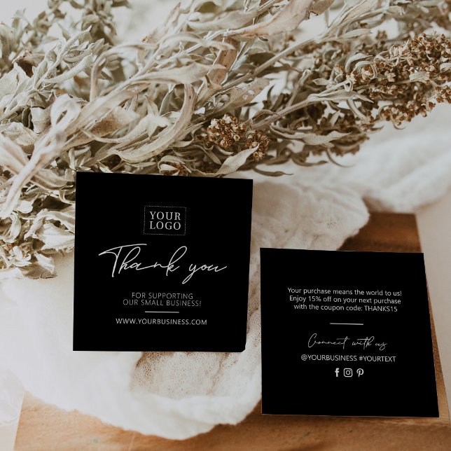 Einfaches Schwarz & Weiß Geschäft Vielen Dank Beil Quadratische Visitenkarte (Von Creator hochgeladen)