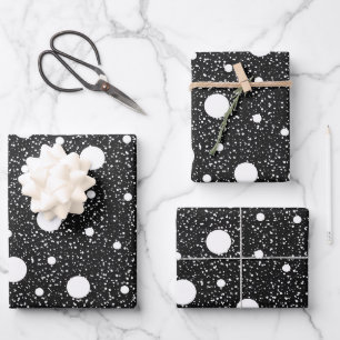 Einfaches Schwarz-Weiß-Geschenk Geschenkpapier Set