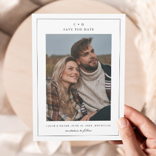 Einfaches Schwarz-Weiß-Hochzeitsfoto Save The Date