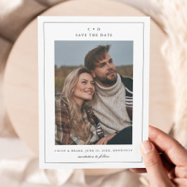 Einfaches Schwarz-Weiß-Hochzeitssemble-Foto Save The Date