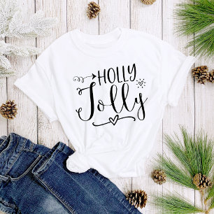 Einfaches Schwarz Weiß Holly Jolly Weihnachten Dam T-Shirt