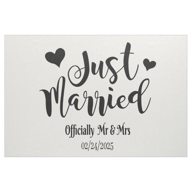 Einfaches Schwarz/Weiß Just Married Auto-Schild Stoff (Yard (91,4 cm))