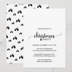 Einfaches Schwarz-Weiß-Kalligrafie-Weihnachtsgebäc Einladung