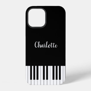 Einfaches Schwarz-Weiß-Klavier Keyboard iPhone 12 Hülle
