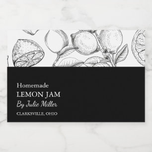 Einfaches Schwarz-Weiß-Lemon-Jam-Label Lebensmitteletikett