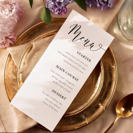 Einfaches Schwarz-Weiß-Menü für Hochzeiten Menükarte