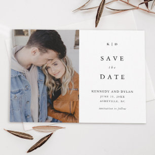 Einfaches Schwarz-Weiß-Monogramm-Foto-Hochzeit Save The Date