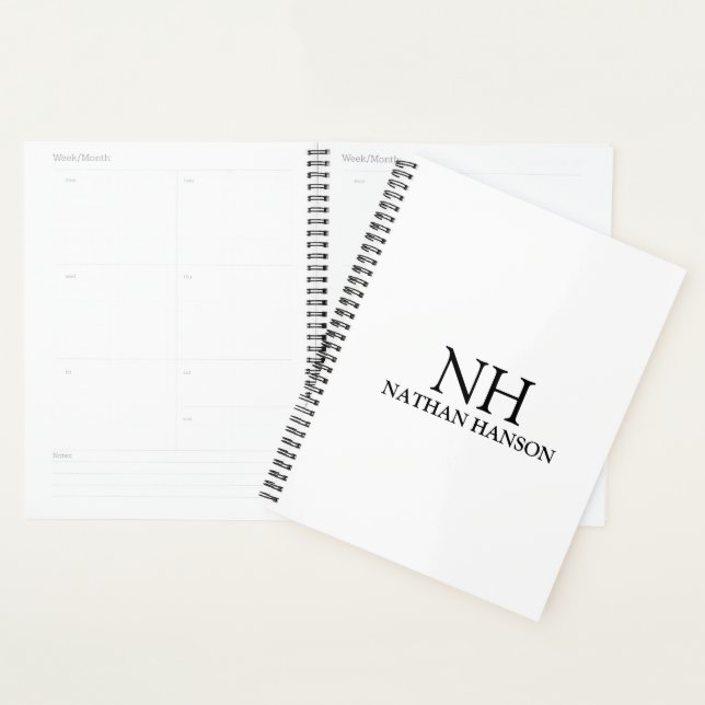 Einfaches Schwarz-Weiß-Monogramm Modern Planer (Anzeige)