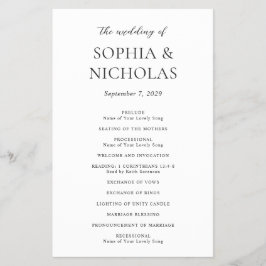 Einfaches Schwarz-Weiß-Programm für Hochzeiten Flyer