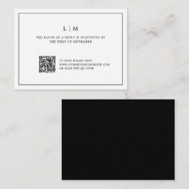 Einfaches Schwarz-Weiß-QR-Budget Hochzeit RSVP Mitteilungskarte