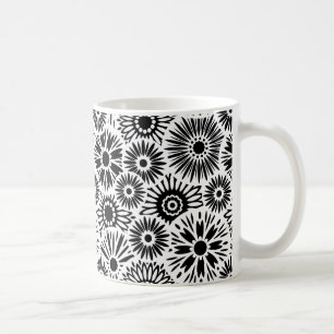 Einfaches Schwarz-Weiß-Retro-70er-Jahre-Grafik-Dai Kaffeetasse