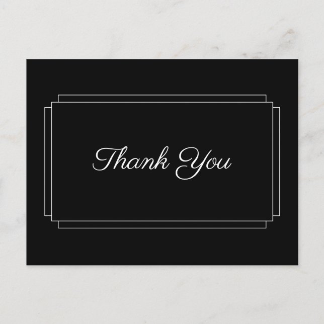Einfaches Schwarz-Weiß-Script-Geschäft Vielen Dank Postkarte (Vorderseite)