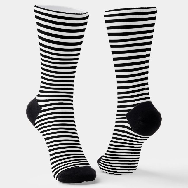 Einfaches Schwarz-Weiß-Streifen-Muster Socken (Gewinkelt)