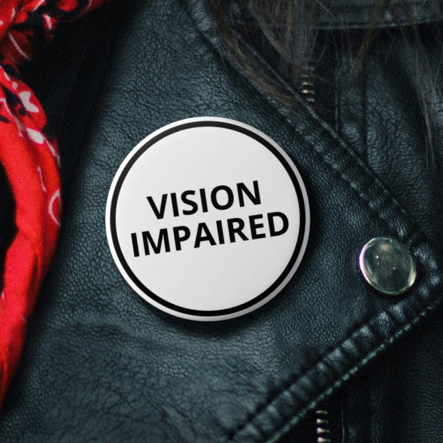 Einfaches Schwarz Weiß Text Sehbehindert Button (Basic Black White Text Vision Impaired Button)