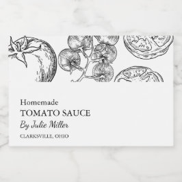 Einfaches Schwarz-Weiß-Tomatensauce-Label Lebensmitteletikett