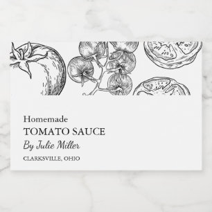 Einfaches Schwarz-Weiß-Tomatensauce-Label Lebensmitteletikett