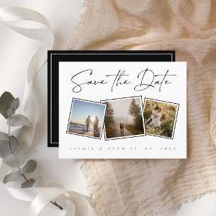 Einfaches Schwarz-weißes Foto Hochzeit speichern S Ankündigungspostkarte