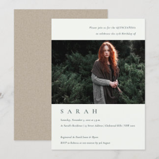 Einfaches Schwarz-weißes Foto Quinceañera Einladun Dankeskarte