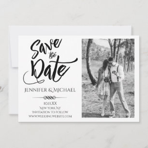 Einfaches Schwarz-weißes Foto Save the Date