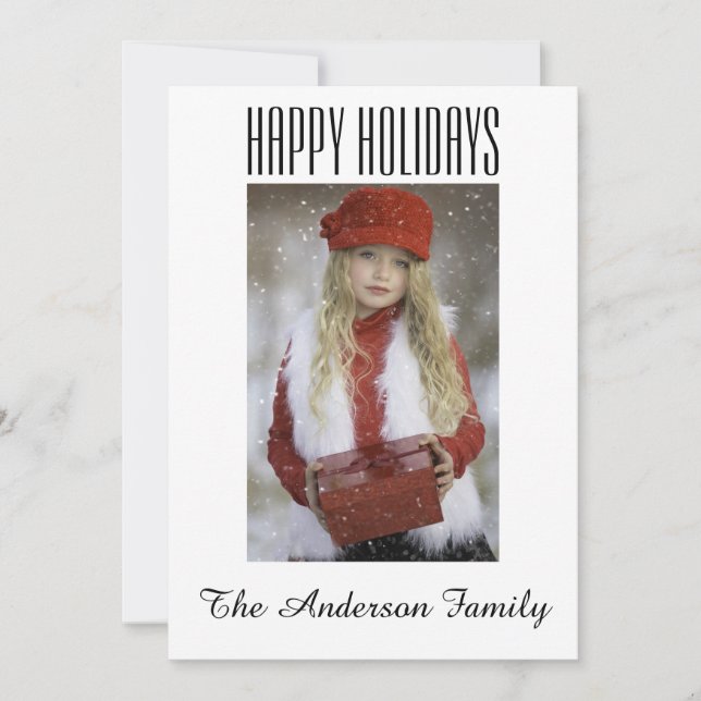 Einfaches Schwarz-weißes Foto Weihnachten (Vorderseite)