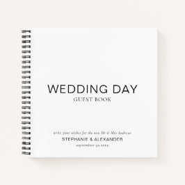 Einfaches Schwarz-weißes Gästebuch für Hochzeiten Notizbuch