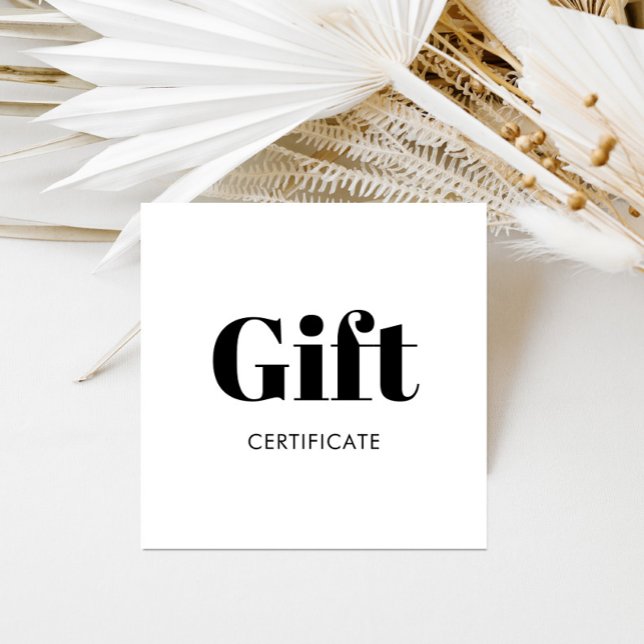 Einfaches Schwarz-weißes Geschenkgutschein (Von Creator hochgeladen)