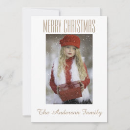 Einfaches Schwarz-weißes Gold Foto Weihnachtsfeier Feiertagskarte