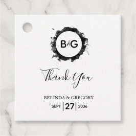 Einfaches Schwarz-weißes Hochzeitsgeschenk Geschenkanhänger