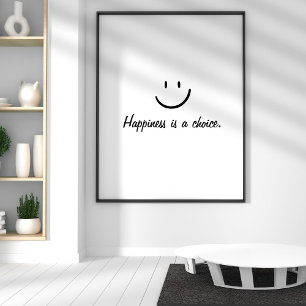 Einfaches Schwarz-weißes inspirierendes Glücksange Poster
