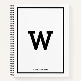 Einfaches Schwarz-weißes Monogram-Sketchbook Notizbuch