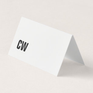 Einfaches Schwarz-weißes Monogramm gefaltete Visitenkarten