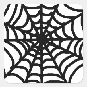 Einfaches Schwarz-weißes Spider Web Quadratischer Aufkleber