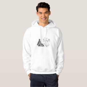 Einfaches Schwarz-weißes Weihnachtsbaumangebot Hoodie
