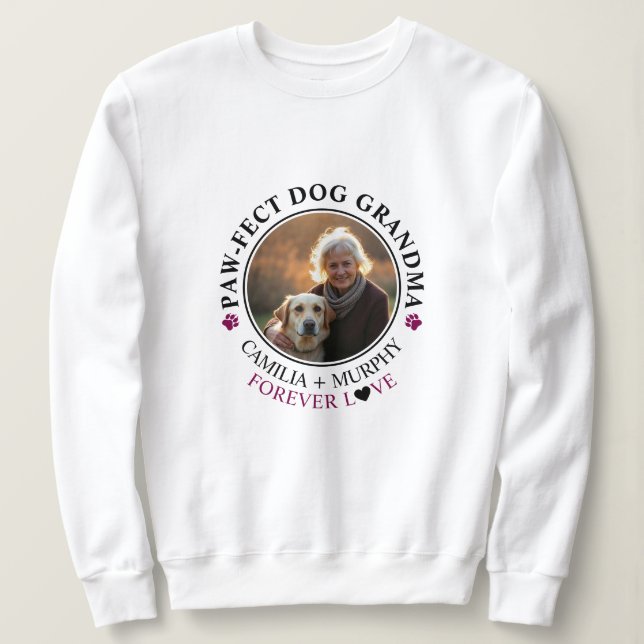 Einfaches Schwarzer Text Funny Dog Oma Foto Sweatshirt (Design vorne)