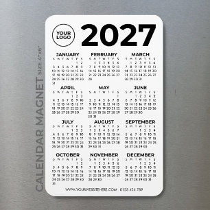 Einfaches Schwarzes 2027 Kalender Business Logo Magnet