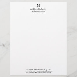 Einfaches schwarzes elegantes Monogramm Name Titel Briefbogen