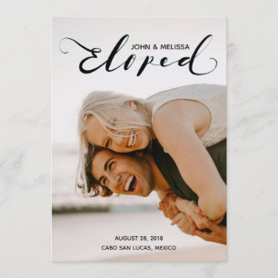 Einfaches Schwarzes Eloped persönliche Einladung