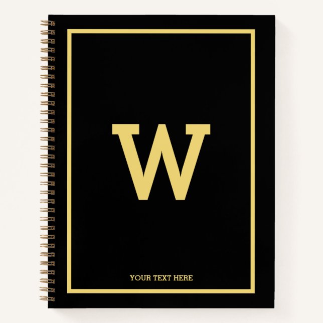 Einfaches Schwarzes Gold Erstsemester Notizbuch (Vorderseite)