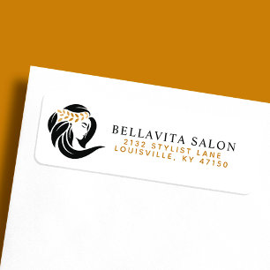 Einfaches schwarzes Gold-Friseursalon-Logo-Rücksen